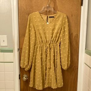 V neckline butterscotch mini dress